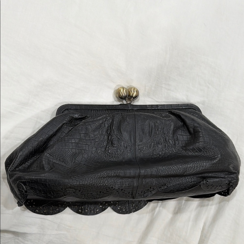 Elegant Black Crocodile-Embossed Clutch vintage from a boutique